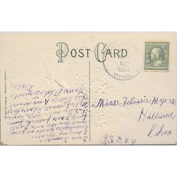 Lot Of Four Vintage Antique Embossed Postcards Flowers - Picture 7 of 9